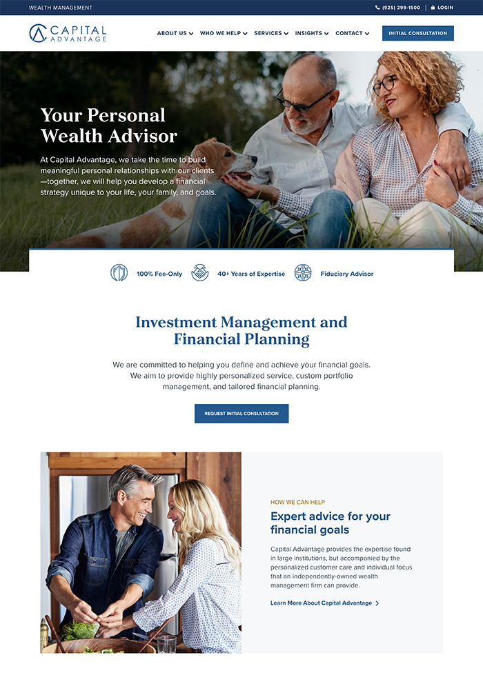 The homepage design of Capital Advantage