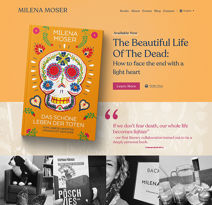 Homepage design for Milena Moser